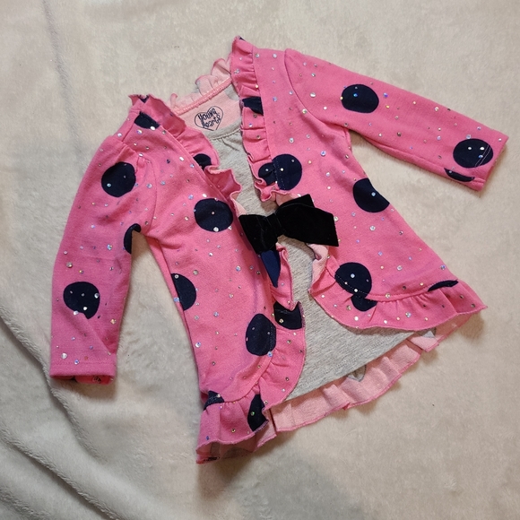 🌻 Donating Soon 🌻 Young Hearts  Pink and grey girls cardigan - Picture 2 of 6